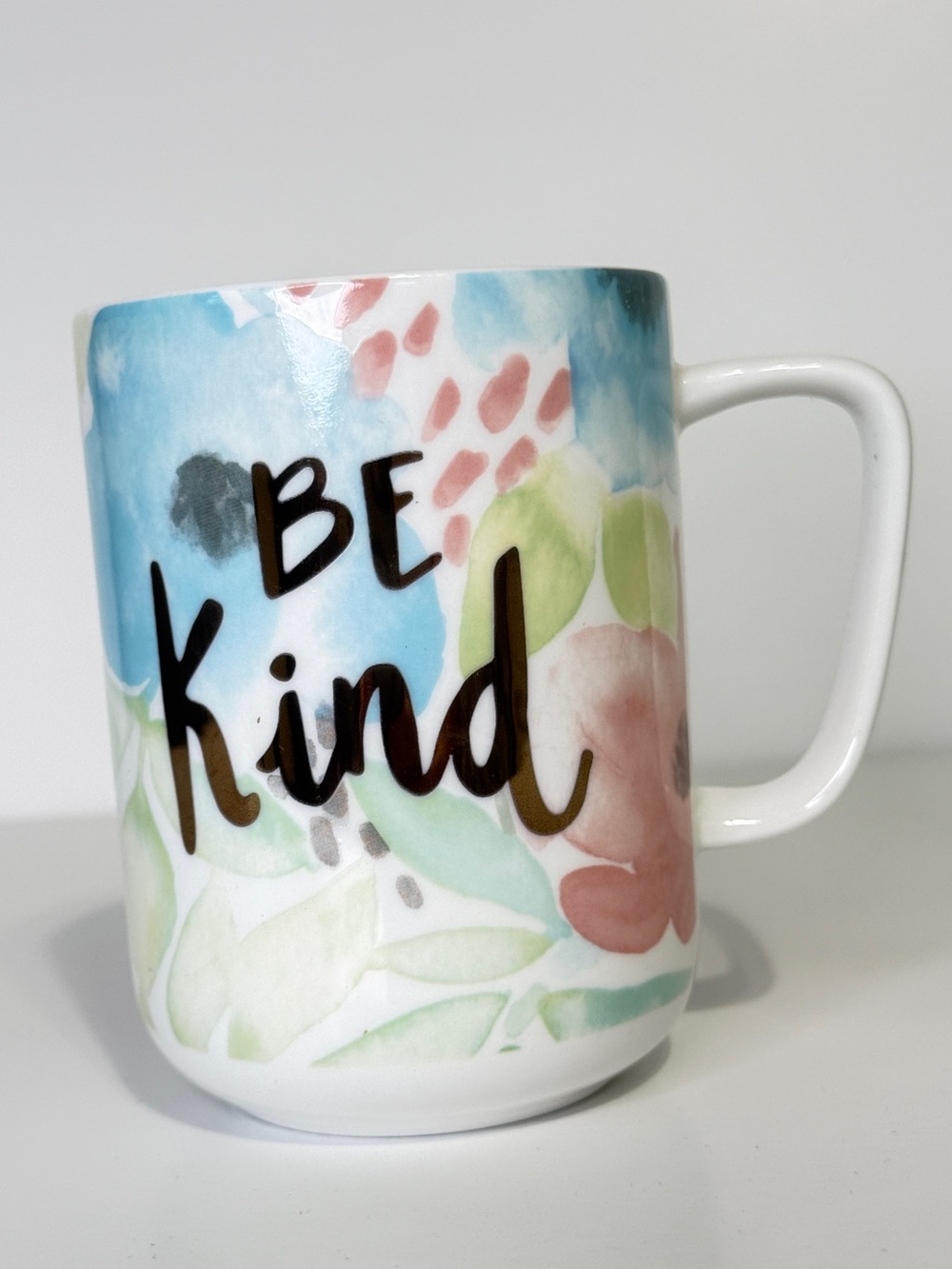 Portobello by Design “Be Kind” Floral Ceramic Mug - Pastel Multicolor